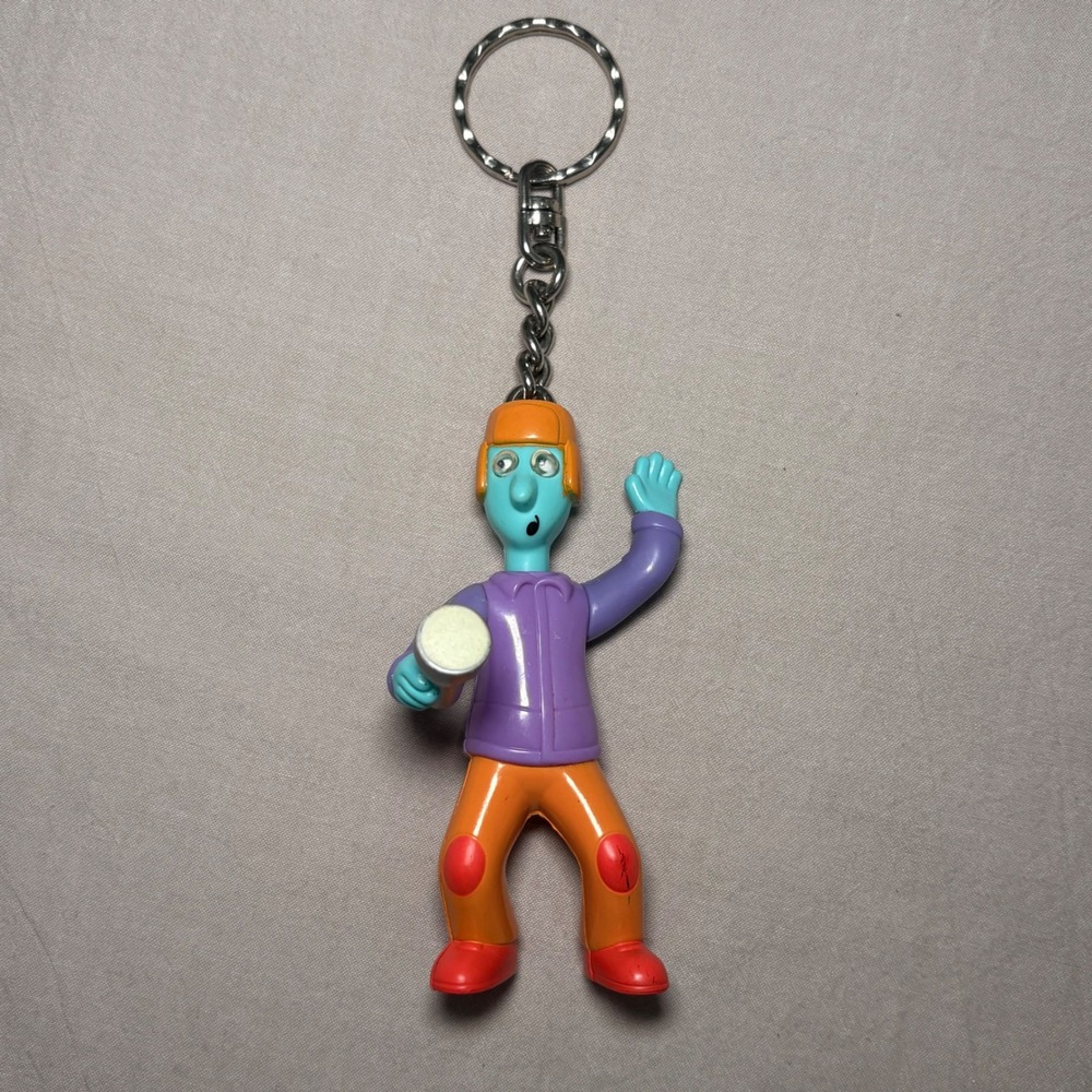 Vintage 1999 McDonald's Doug Funnie Keychain Snowball Winter Gear Figure Toy